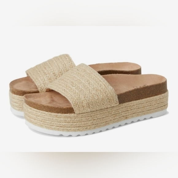 Dirty Laundry Shoes - Dirty Laundry Palm Desert Espadrille Platform Sandals Slide On Jute Natural 9